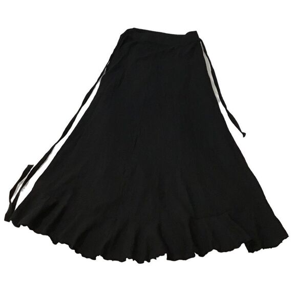 9Seed Resort Black High Low Ruffle Wrap Skirt Size Small - Picture 6 of 12